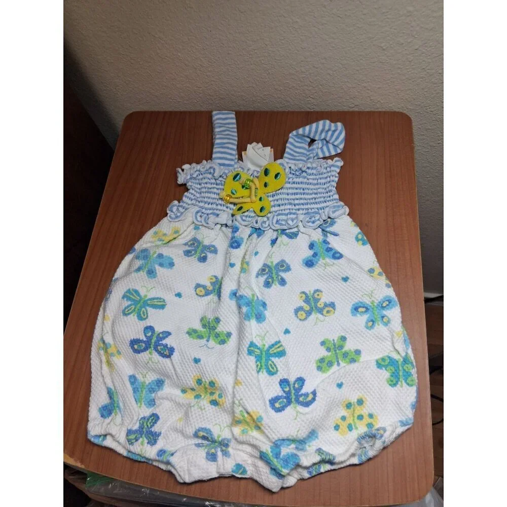 VTG Sweet Potatoes One Piece Romper Baby Girls Butterfly Outfit Y2K 90s 3 Months